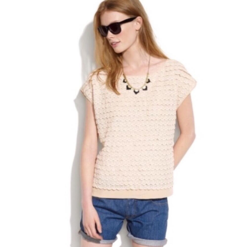 Madewell Silk Cream Tiered Lace Top